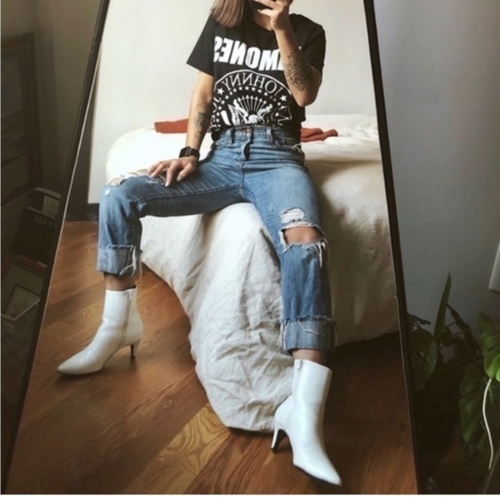 Cream ankle boots